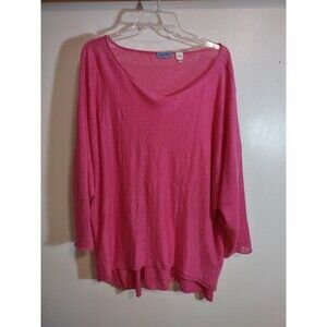 Acrobat M/L Women's Pink Linen Shirt Lagenlook Boxy Sheer Vintage